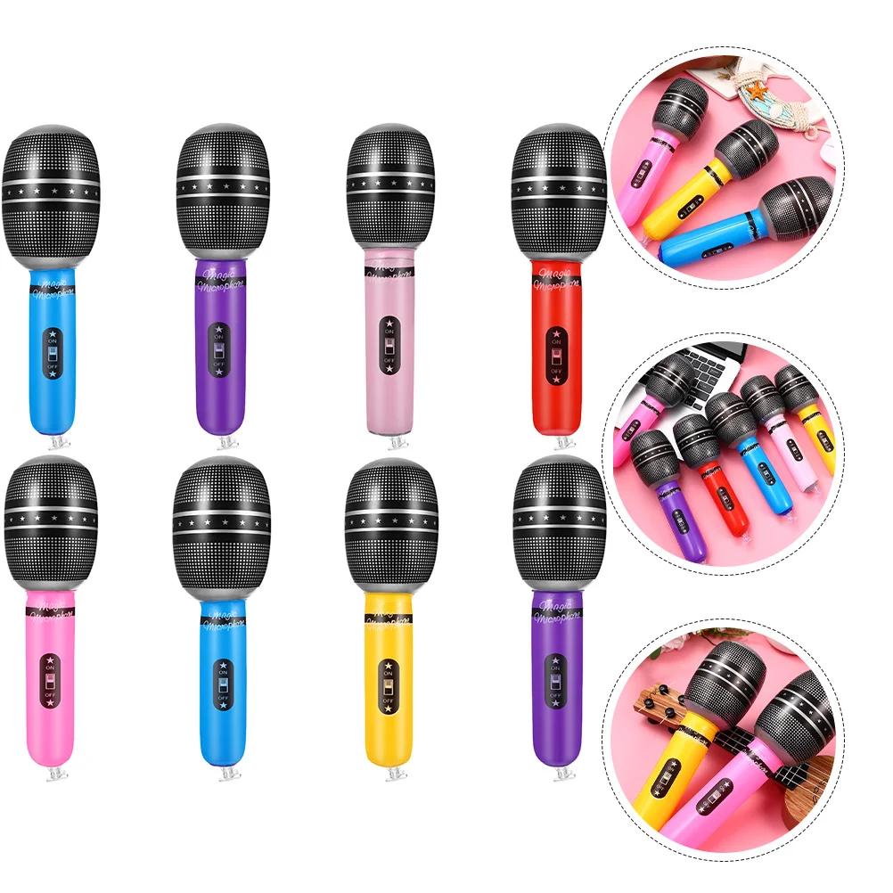 

8pcs Simulation Microphone Inflatable PVC Prop Modeling Musical Instrument Party Favor Plaything Kids Birthday Stage Show