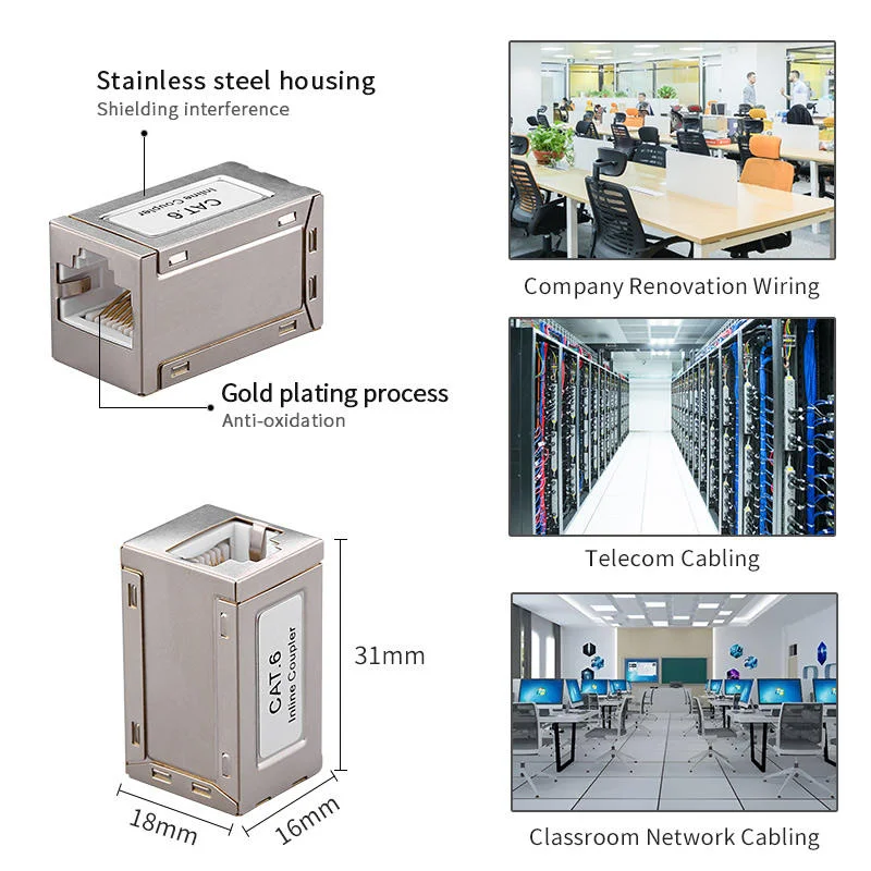 COMNEN RJ45 Fêmea para Fêmea CAT6/6A Blindado Keystone Acoplador Ethernet Inline Adaptador Extensor Ethernet Cabo Ethernet