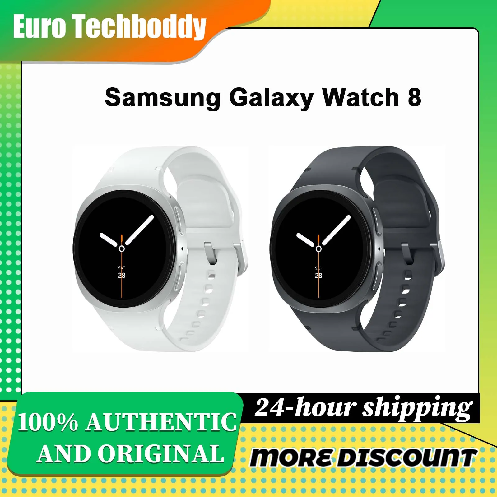 Samsung Galaxy Watch 8, 1.5 Super AMOLED, 2+32G, 435mAh, Bluetooth LTE, suivi santé, Android, bracelet offert, 40mm Graphite