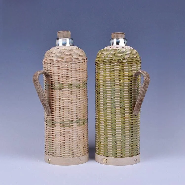 

Ретро-чехол ручной работы из бамбука для грелки, винтажный стиль, с внутренней крышкой из нержавеющей стали, для домашнего использования