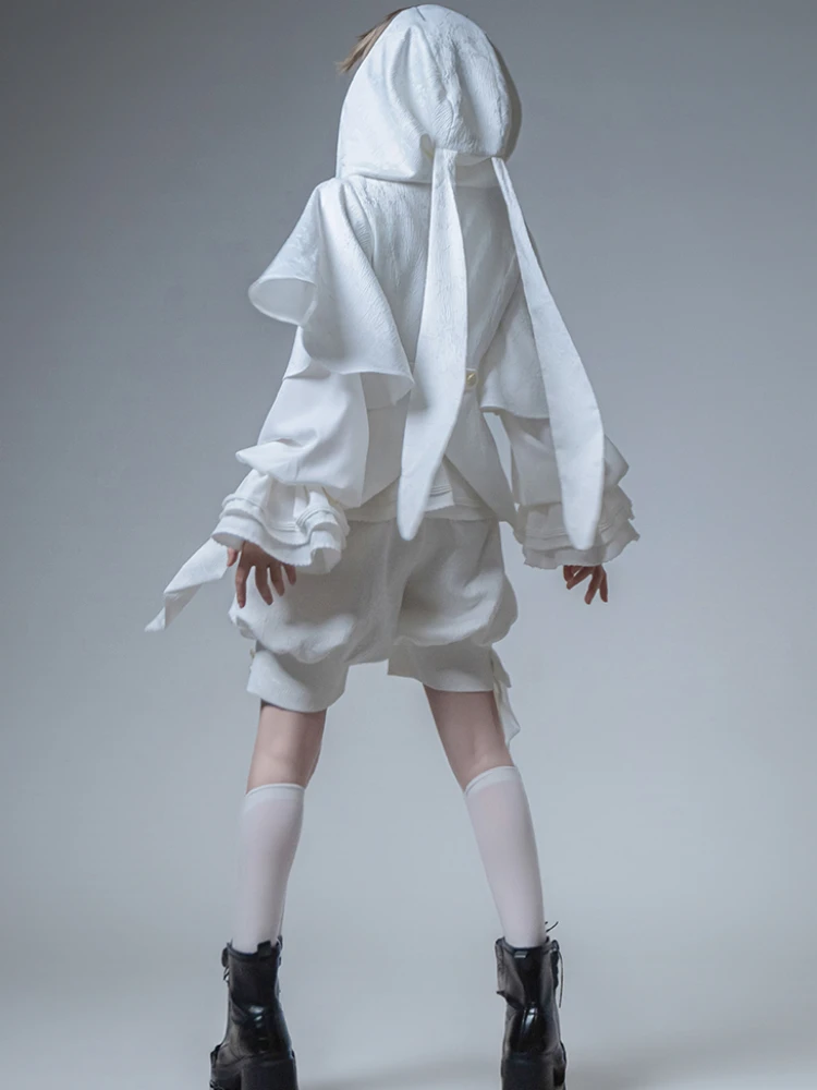 Hunting Rabbit White Moonlight Edition Retro Cool Ouji Lolita Jacket /Short Pants/Trousers Set by Princess Chronicles-Pre-order