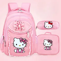 Sanrio HelloKitty Cartoon Children Schoolbag Backpack Kindergarten Waterproof Burden Reduction Protection Spine Schoolbag Girl