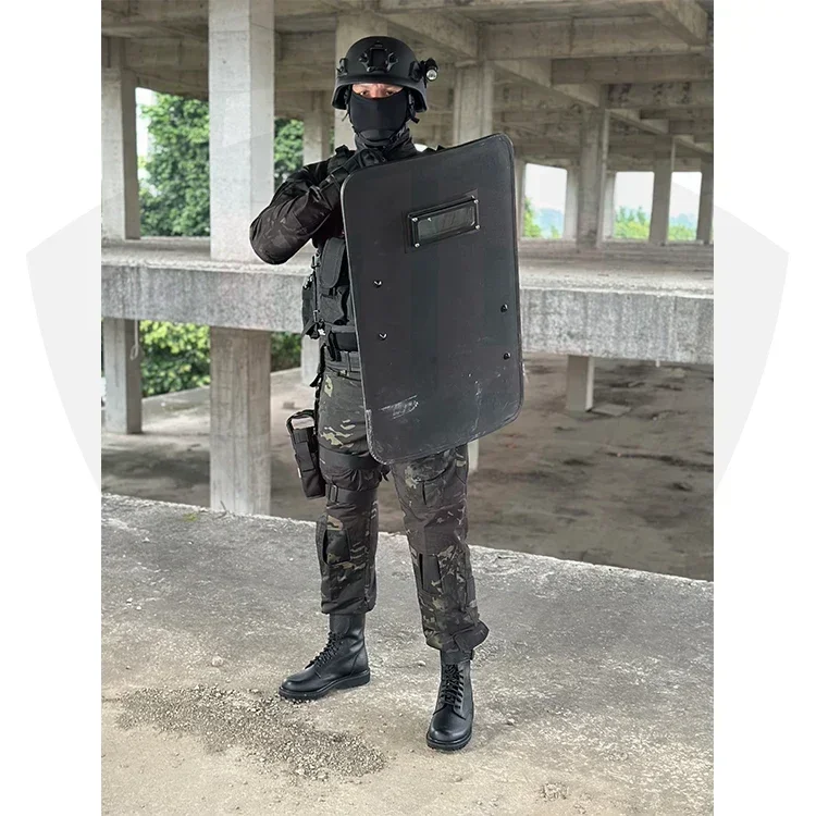 Doublesafe PE Metal 800*500mm Protective Security Protection Tactical Protective Polycarbonate Combat  Ballistic Tactical Shield