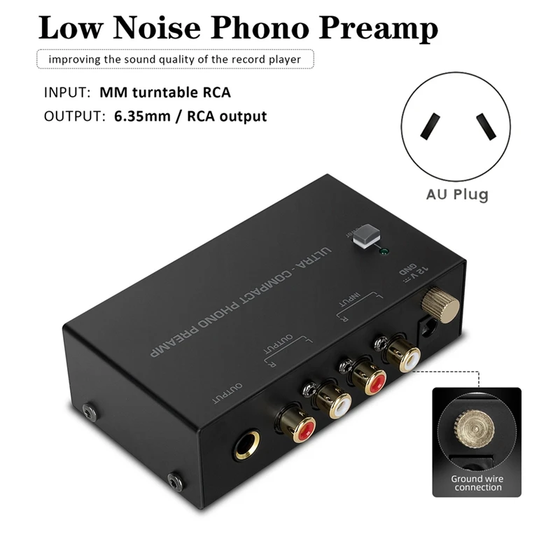 Ultra-Compact Phono Preamp for Vinyl Turntables Enhanced Audio Conversion with LowNoise Operation for mm Cartridges(AU)-DTA9