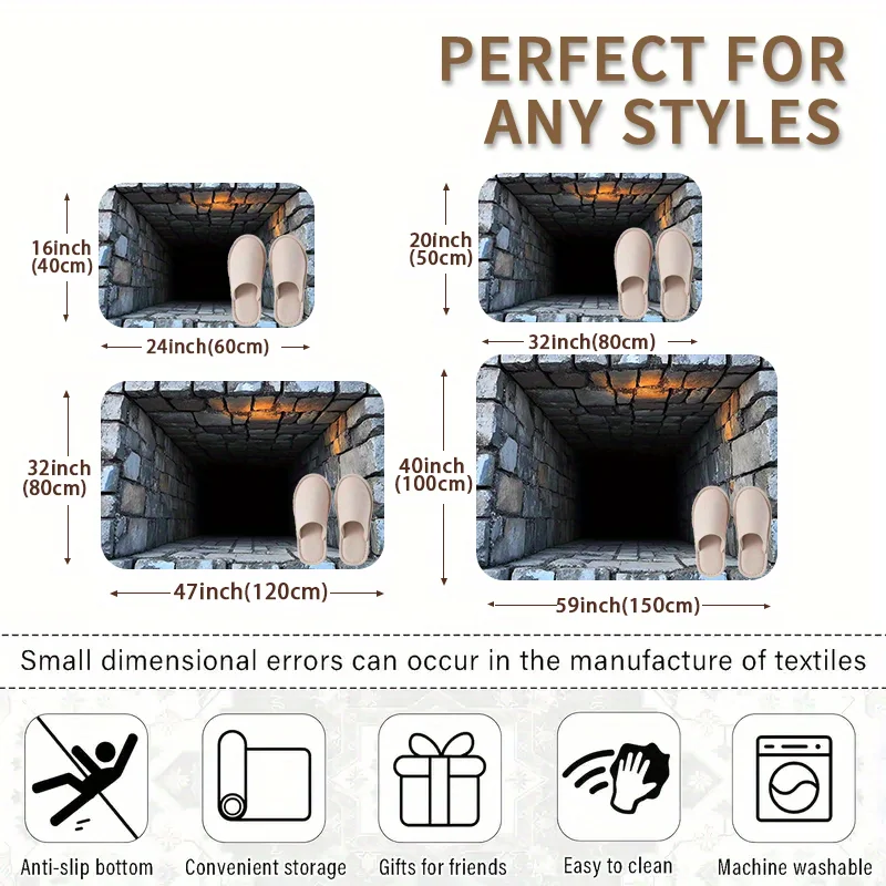 سجادة واقعية لتصميم الأرضية الفريدة من نوعها - سجادة برسومات ثلاثية الأبعاد | إكسسوارات منزلية حديثة سجادة مقاومة للانزلاق #2