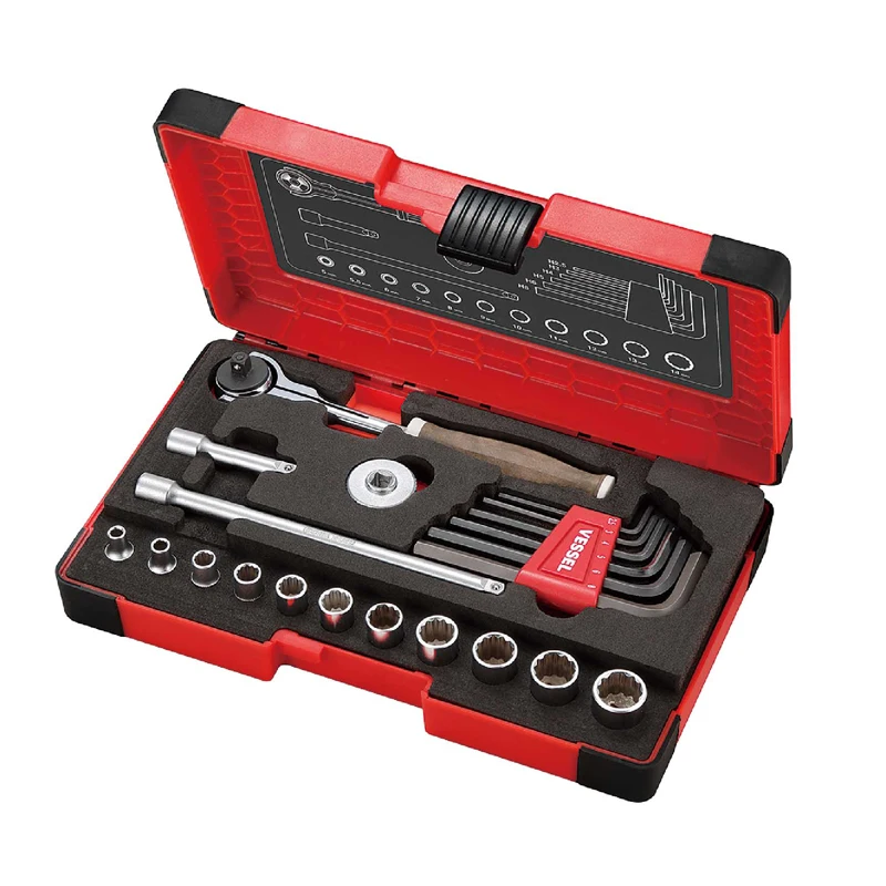 

VESSEL Non-slip Wood-composite Ratchet Socket Wrench Set Japan Tools No.HRW Series