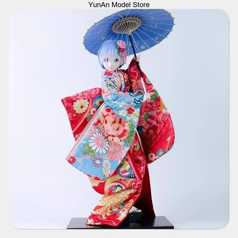 

Anime PVC Figure Statue Desktop Decoration Gift 51cm Re:Zero Rem Floral Kimono Ver with Umbrella Standing Pose