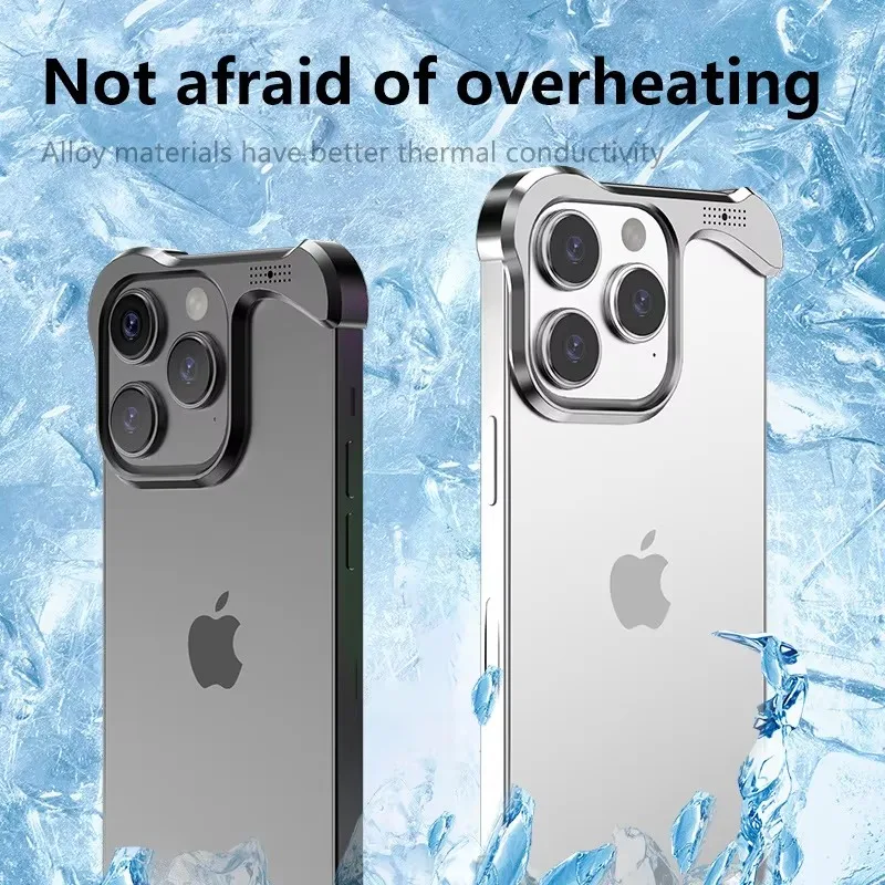 Funda de Aluminio para Teléfono, Carcasa Protectora Tipo Bumper para iPhone 13 14 15 Plus 16 17 Pro Max, Diseño Único