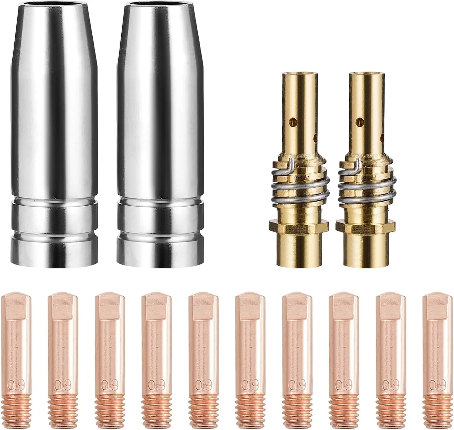 

MB15 15AK MIG Welding Torch Kit Contact Tip 0.035" 0.9mm Nozzle Diffuser MIG Gun Replacement Accessories (0.035") 14-pk
