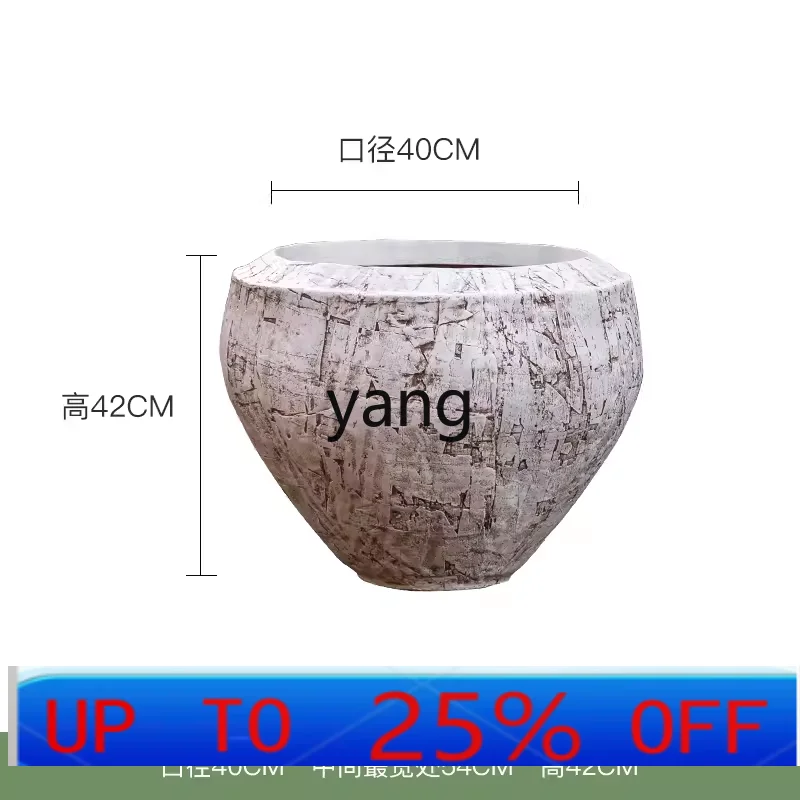 

LTT green plant flower pot simple wabi sandy wind retro round magnesium mud plant with decoration