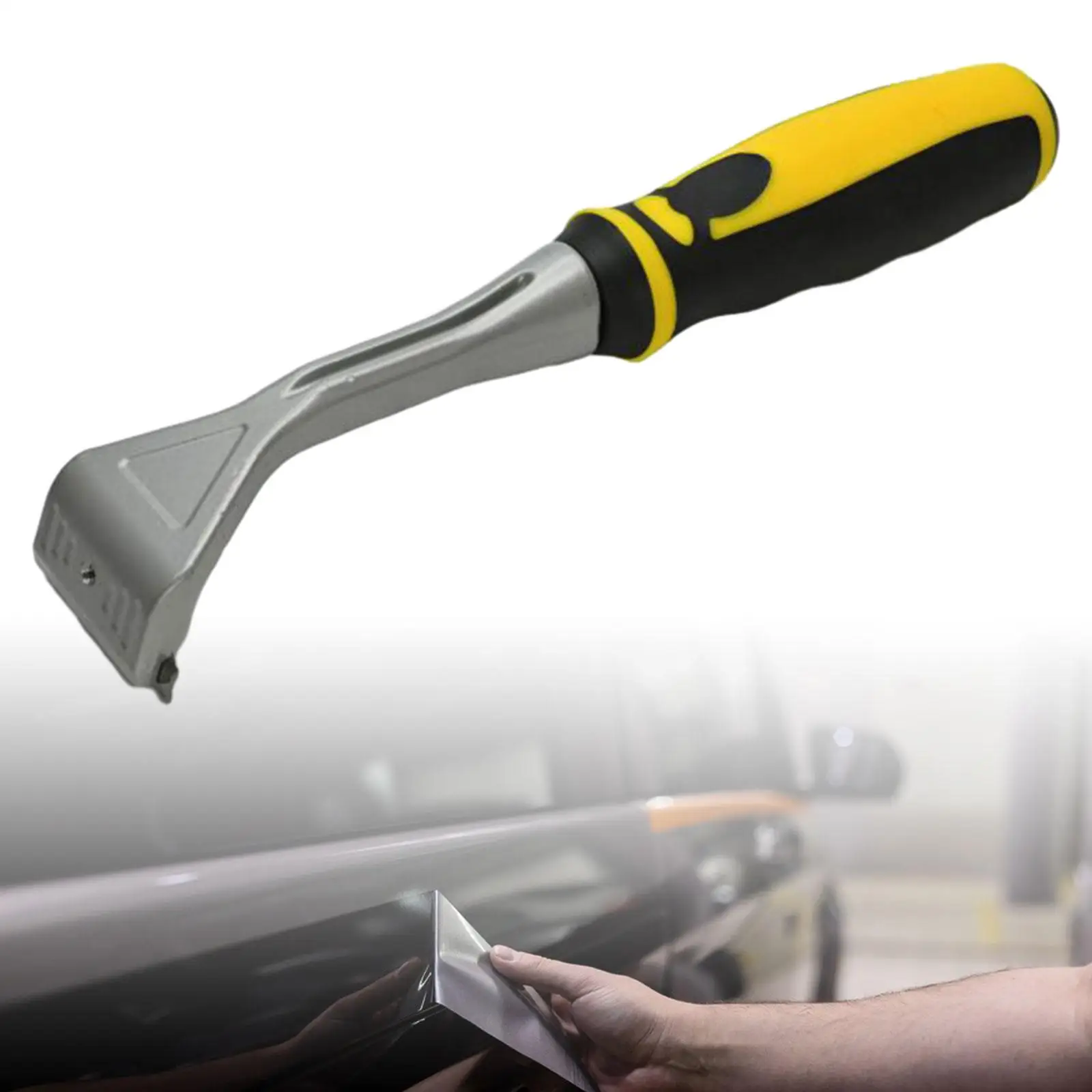 Blade Cleaning Tool Paint Removal Tool Aluminum Headed Long Handle for Removing Label, Registration Sticker, Tint, Sticker