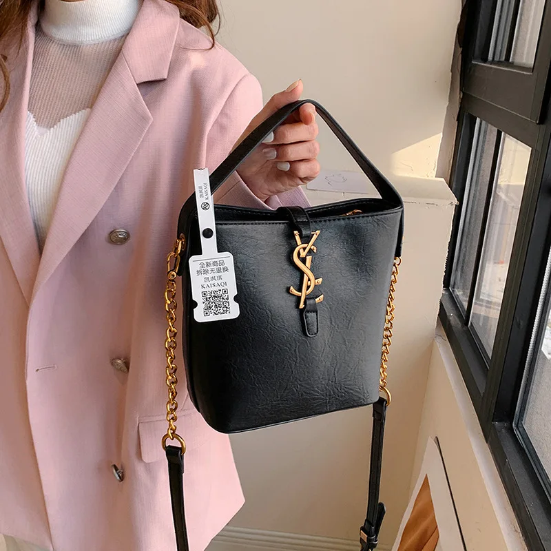 

Vintage Soft Leather Bucket Bag, Slouchy Crossbody Shoulder Purse, Unique Boho Style Large Tote, Minimalist Retro Day Bag