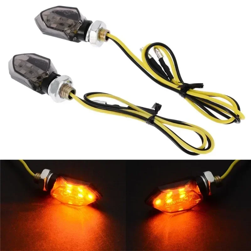 Mini Motorcycle Smoke Lens Turn Signal Light 5LED 12V Amber Blinker Indicator Lamp 2 Wire for Kawasaki Honda Yamaha Suzuki