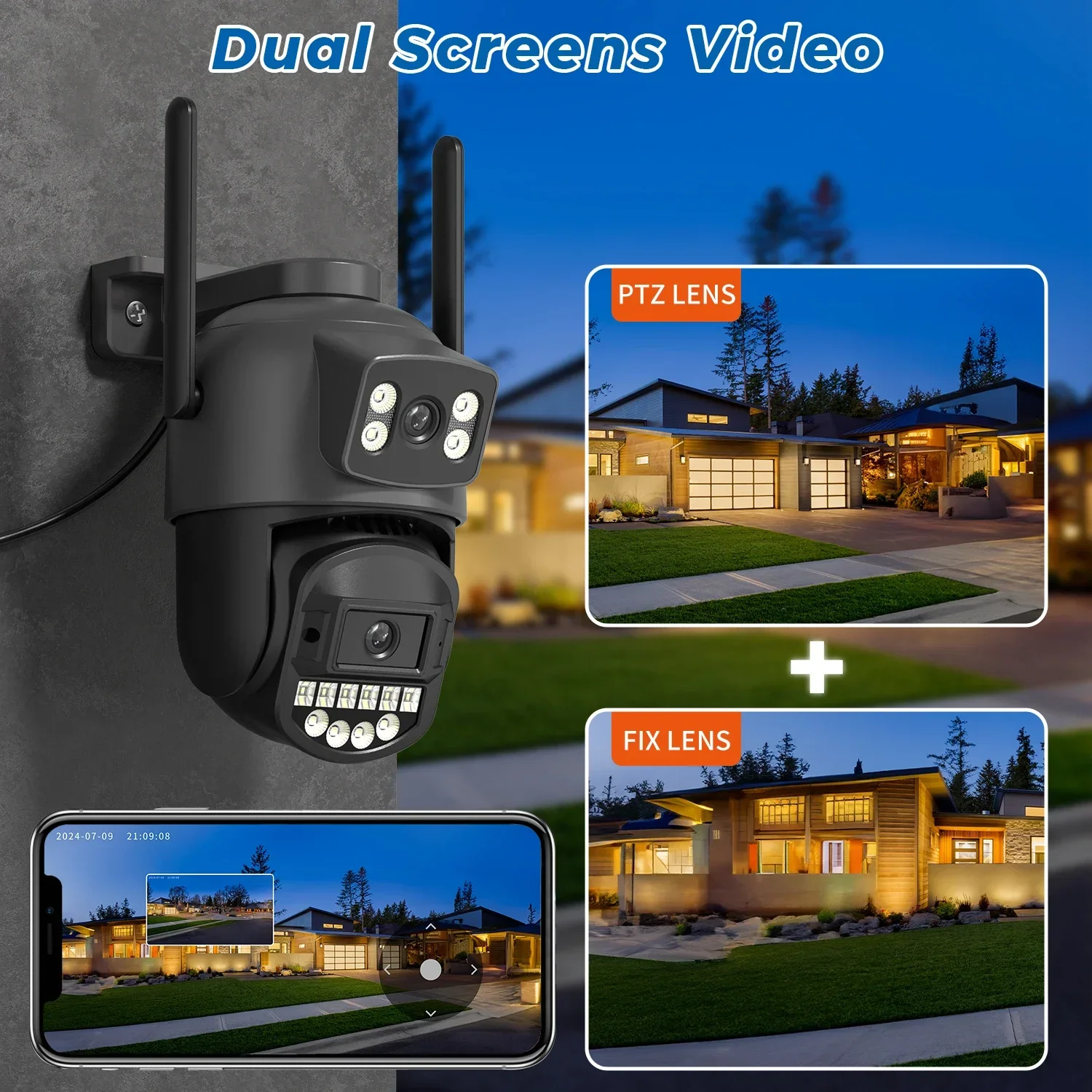 Xiaomi nueva cámara IP PTZ 8MP 5K lente Dual para exteriores pantalla Dual 5G WIFI cámara AI protección de seguridad cámara de vigilancia CCTV