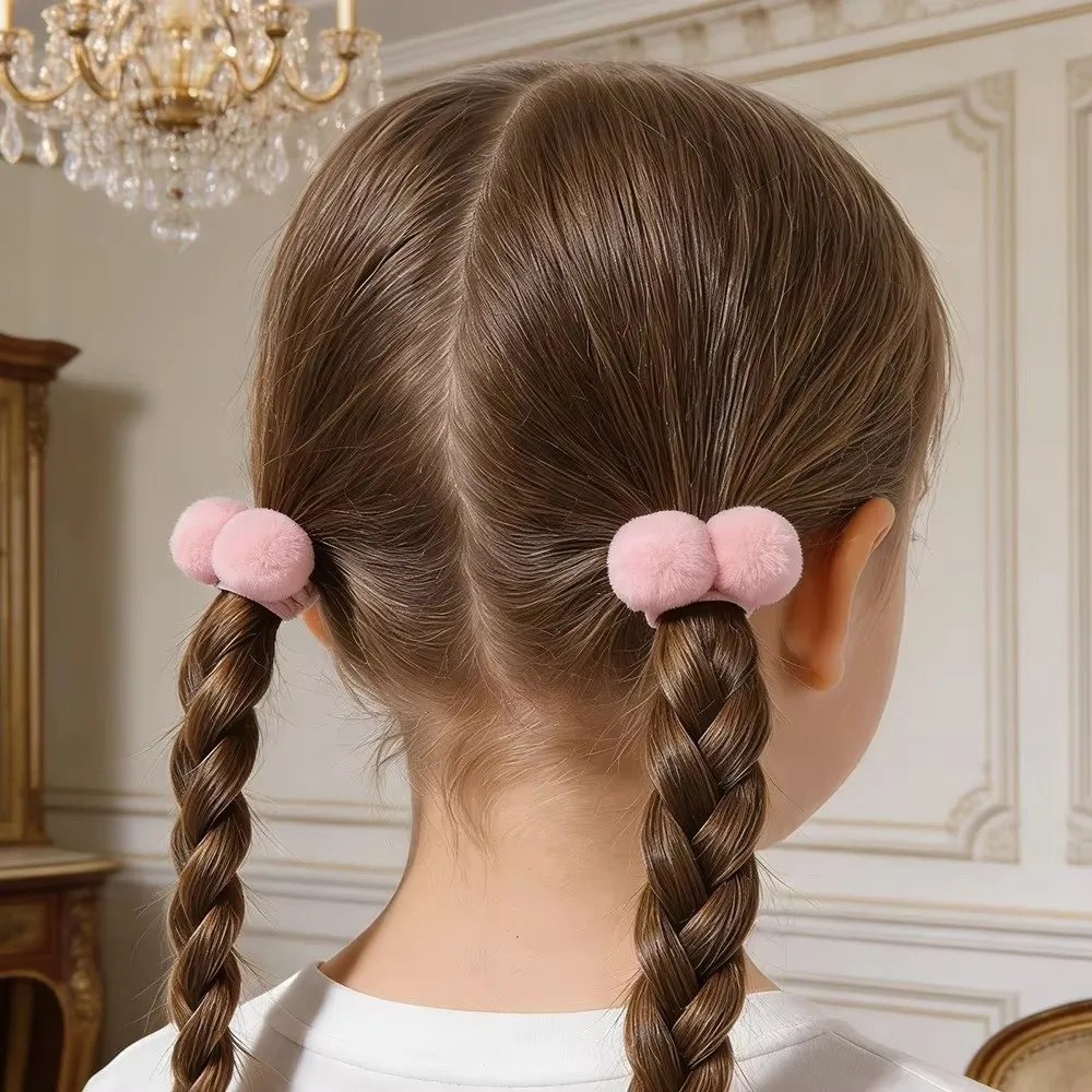 Double Fur Ball Hair Rope Set Simple Small Size Hair Ties High Elasticity Styling Decoration Hair Scrunchies Hair Accessories