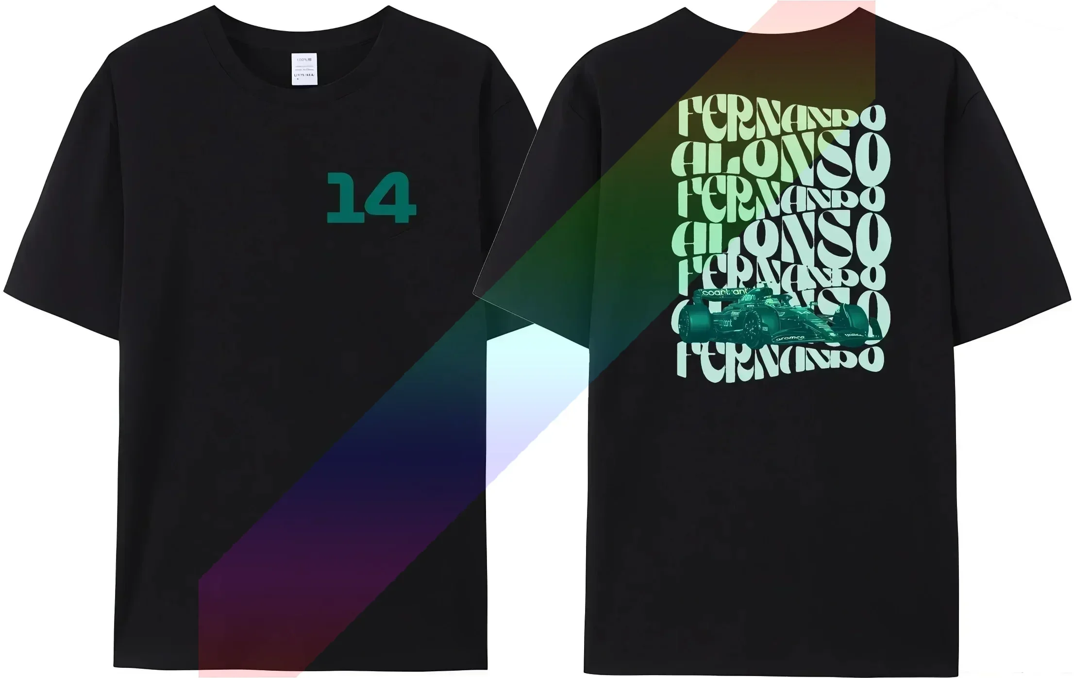 

14 Racing Men's Cotton T-Shirt F-1 Fernando Alonsos Letter 14 Printed Oversize Short Sleeve Racing Fan Casual Women's Fitted Tee