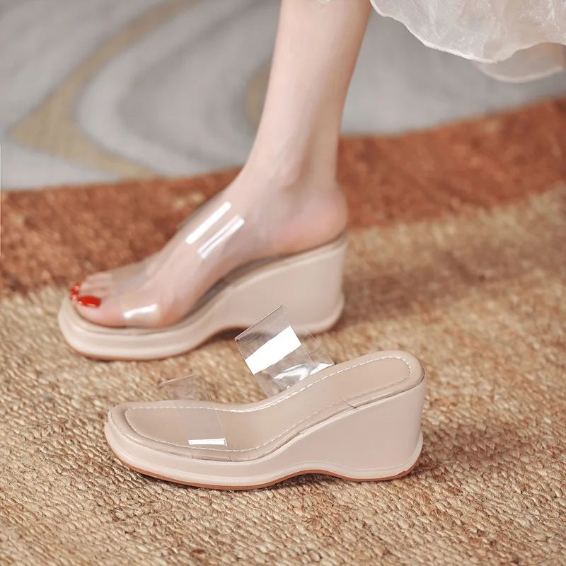 Women's sandalshigh heels slippers women flip flops summer shoes woman pumps sandalias transparent slides mujer 2023