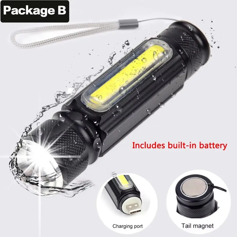 

Magnet Bottom Portable LED Flashlight Red Light Long Lasting Mini Camping Lamp Side Light Waterproof Emergency Lighting Hiking