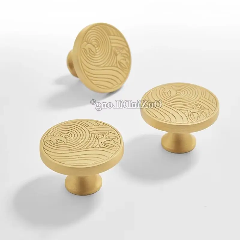New Arrival 8PCS Solid Brass Round Furniture Pulls Handles Drawer Knobs Cupboard Wardrobe Closet Dresser Cabinet Door Pulls Knob