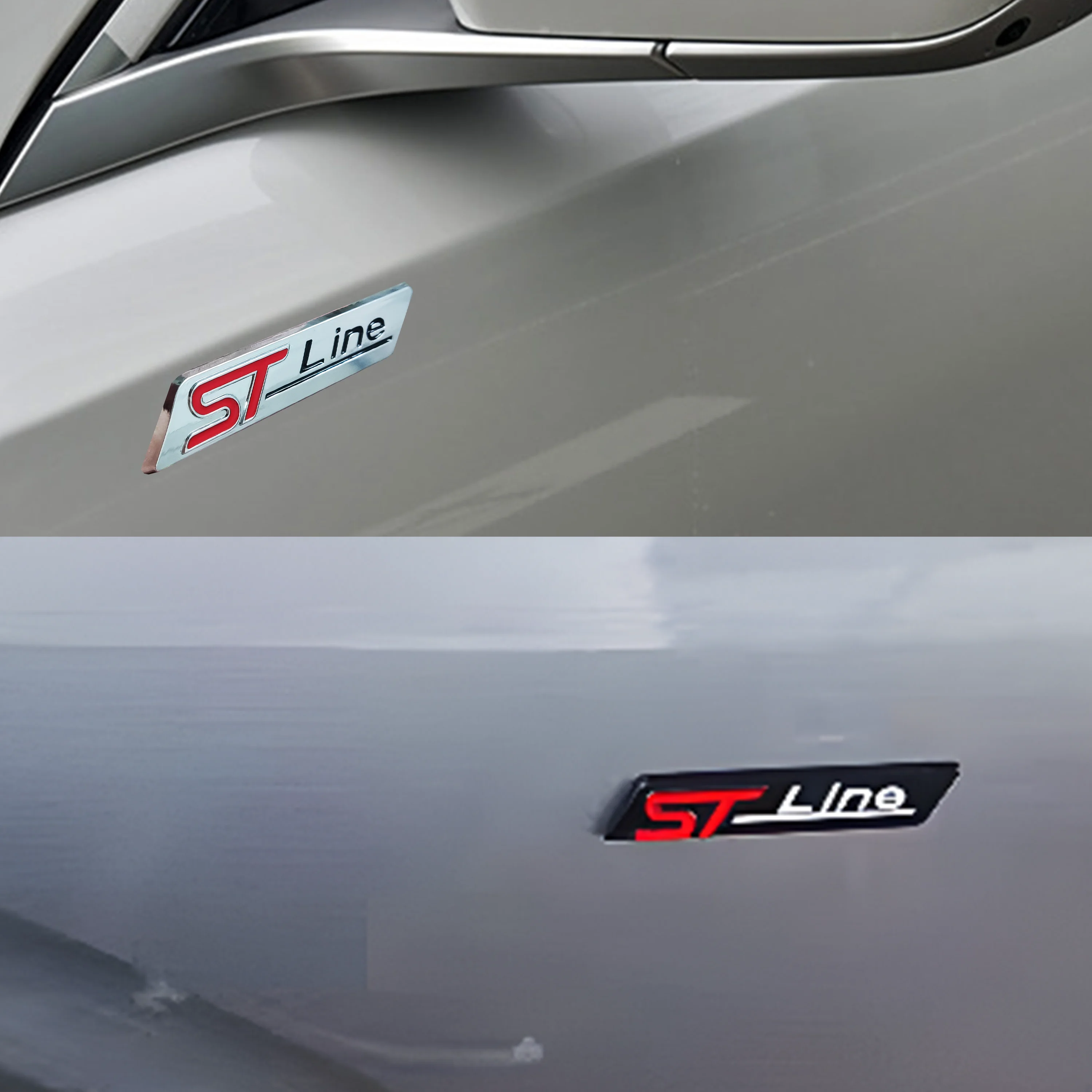 3D Metal Ford ST Line Logo Car Rear Trunk Badge Emblem Side Fender Sticker for Focus Fiesta Mondeo - Black Chrome Silver image 5