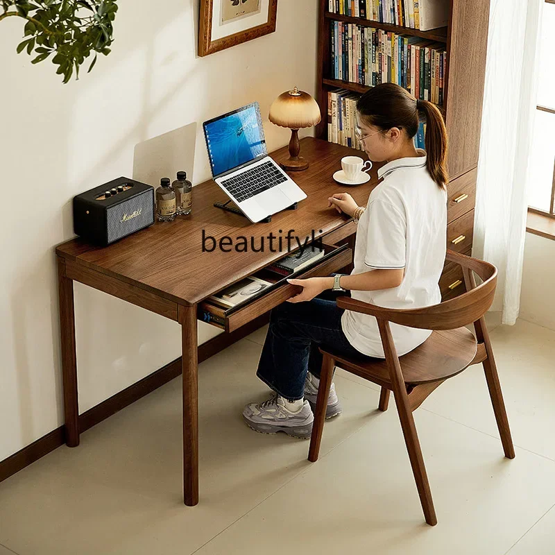 E153 North American Black Walnut Desk Student Home Solid Wood Computer Writing Desk Desk