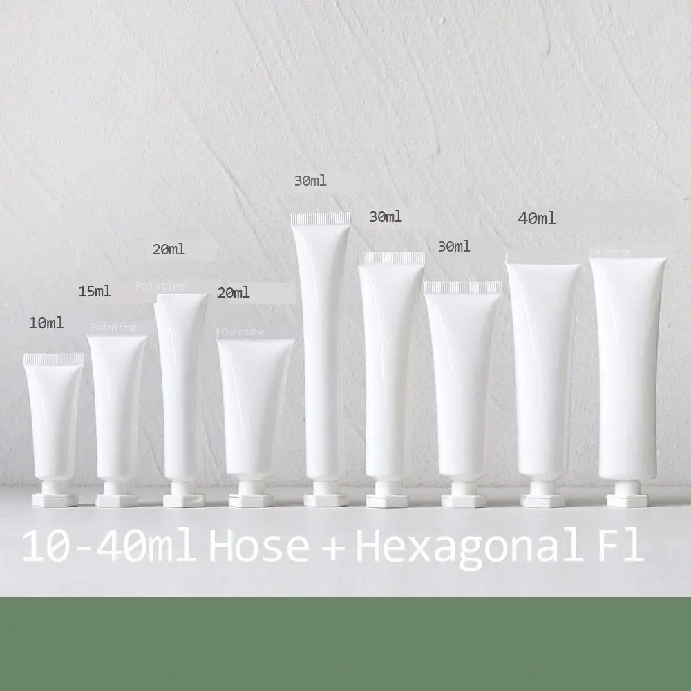 50PCS 10/15/20/30/40ml Cosmetic Soft Tube Hexagonal Flip-top Sample Dispensing Squeeze Bottle