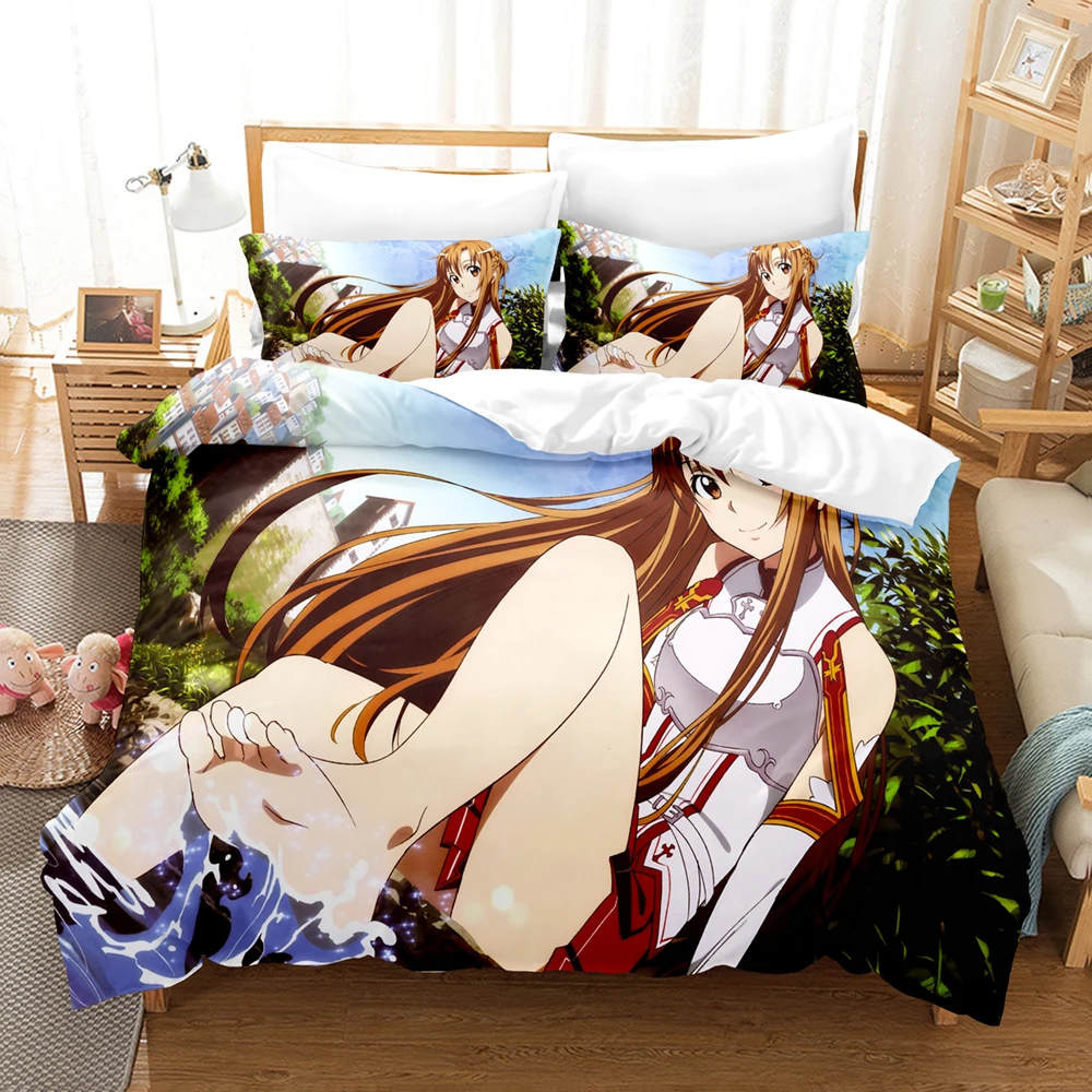 3D Print Anime Sword God Domain 2/3PCS Bedding Sets Duvet Cover Set With Pillowcase Twin Full Queen King Bedclothes Duvet Cover
