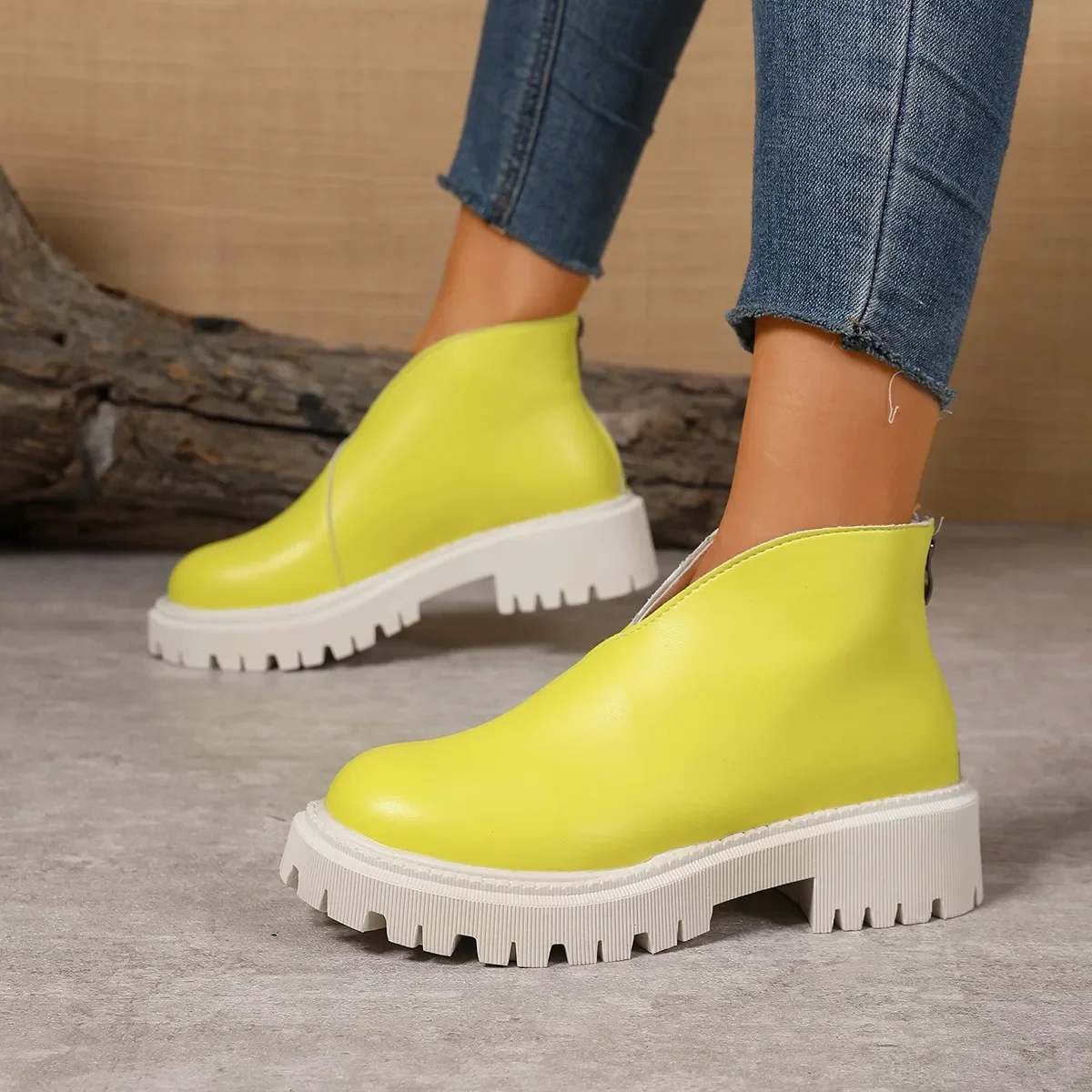 Winter-Damenstiefel mit mittelhohem Absatz, rutschfester Sohle und Reißverschluss hinten, modische High-Top-Schuhe, bequeme Outdoor-Sportschuhe. – Detail 25
