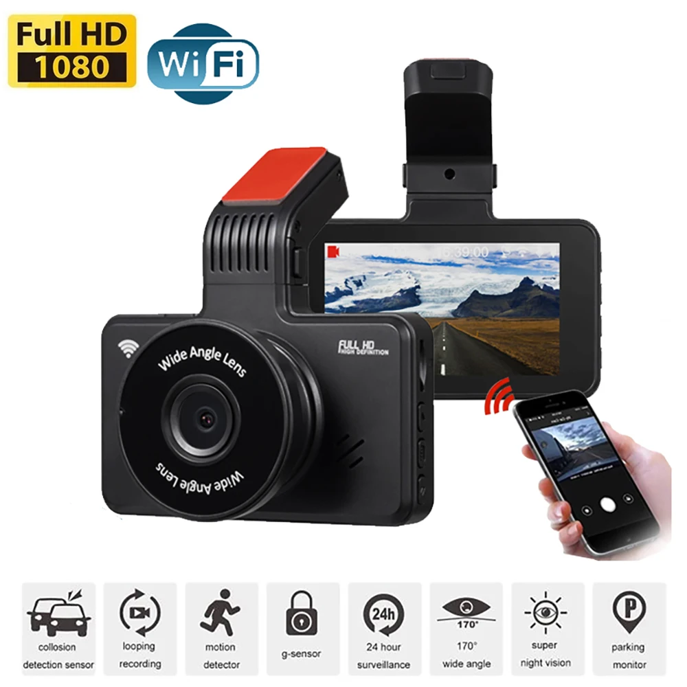 Car DVR WiFi Dash Cam FHD 1080P Rear View Vehicle Camera Video Recorder Night Vision Auto Dashcam Car Accessories Registrator