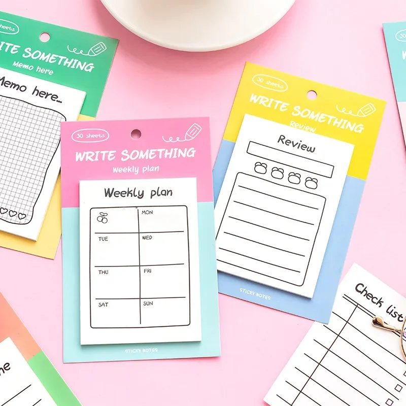 8 Style Planner Studing Planning Daily Weekly Monthly Checklist Notepad Timetable Self-Stick Notes Schedule Planner Memo Pad