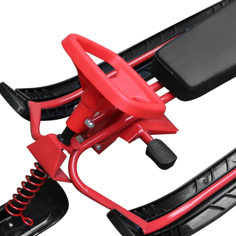 Snow Racer Sled Ski Sled with Steering Wheel and Twin Brakes for Kids Teens and Adults