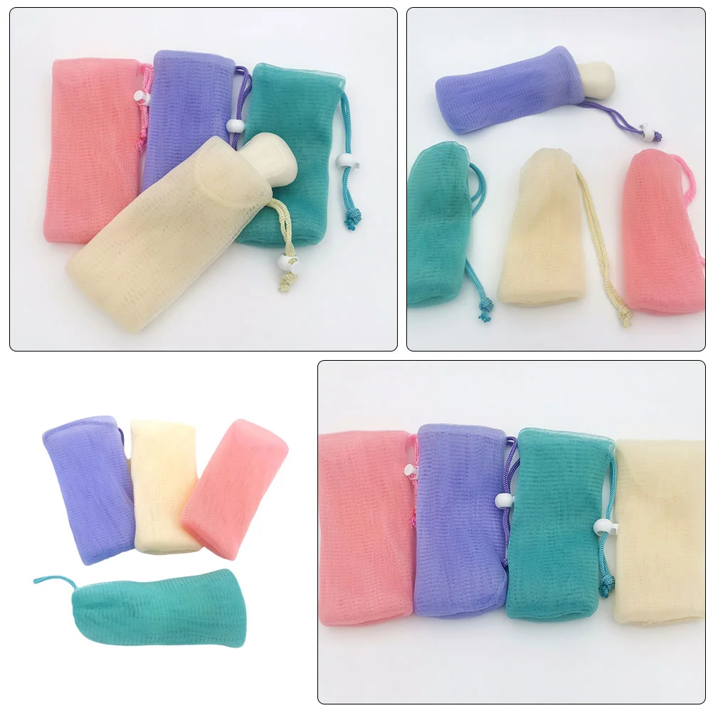 4-delige Bar Zeep Scrubber Pouch Schuimende Mesh Bag Zeepzakken voor Bars Perforatie Klein