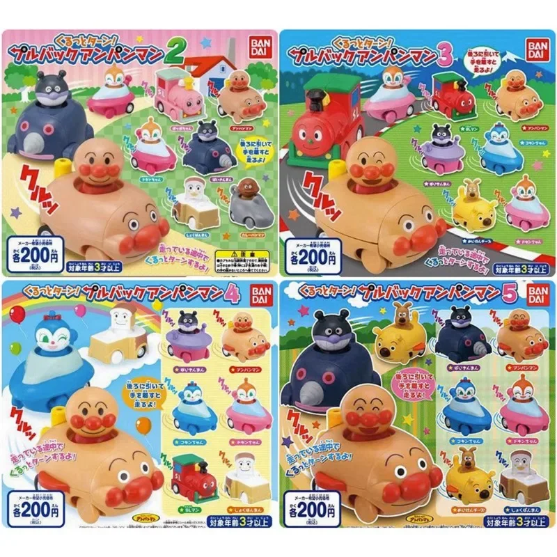 BANDAI Anpanman japonia Gashapon kapsułka zabawki rysunek Anime śliczny pojazd wycofać Baikinman samochód Kawaii figurka prezent