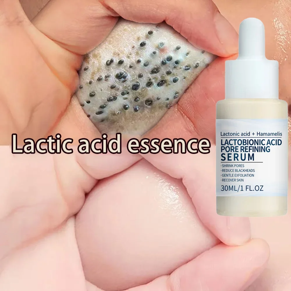 Lactobionic Acid Shrink Pore Essence Hyaluronic Acid Firming Brighten Moisturizing Nourish Essence Pore Shrink Face Serum 30ml