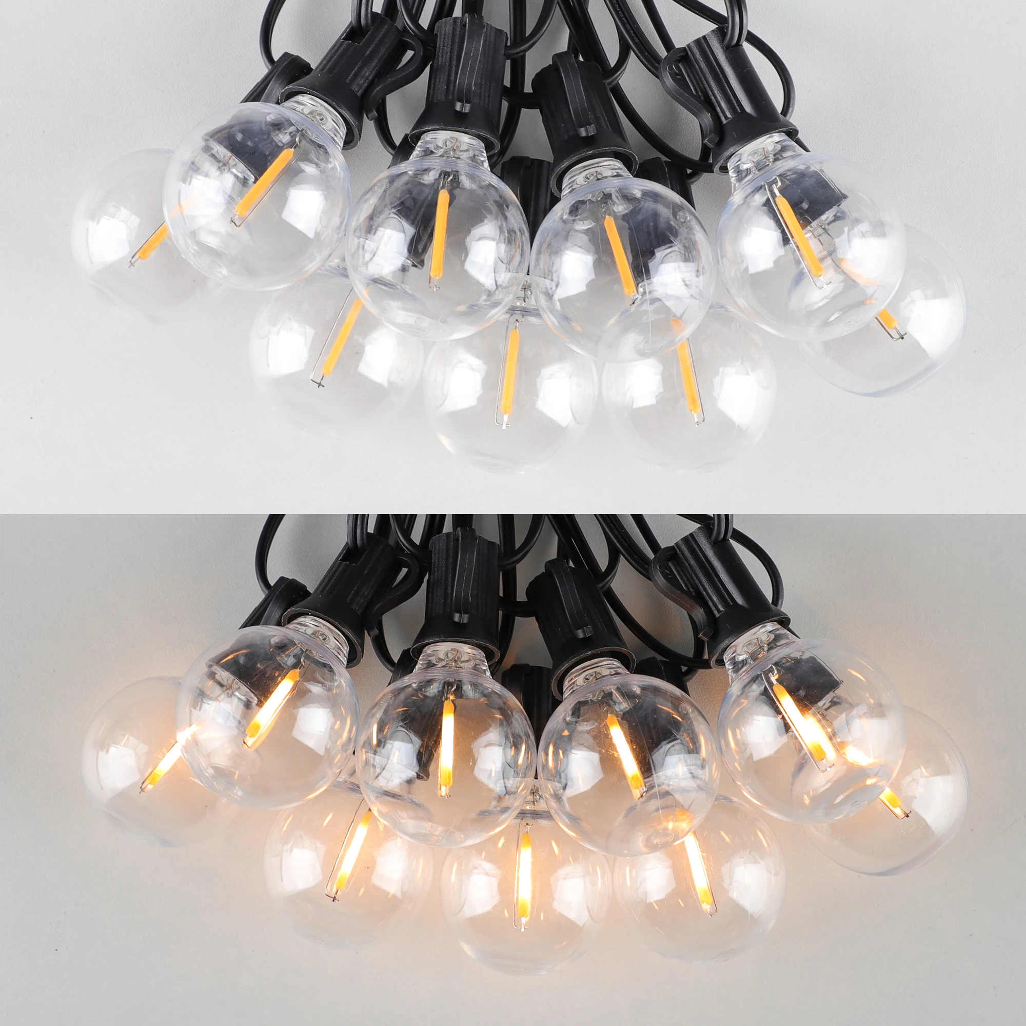 Outdoor Shatterproof String Lights G40 LED Plastic Bulbs E12 7.6M 10M 15M 20M LED Waterproof Connectable Party Decoration Bulbs