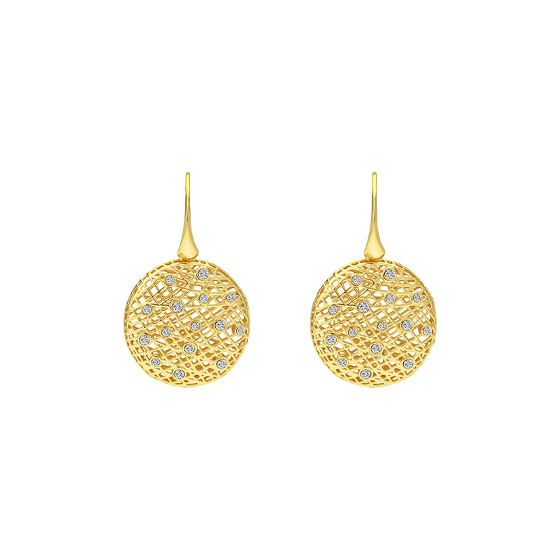 

IVOG Small Size Circle Hollowed Out Earrings For Women Zircon Fashion Jewelry Gold Color Earings official-website Store