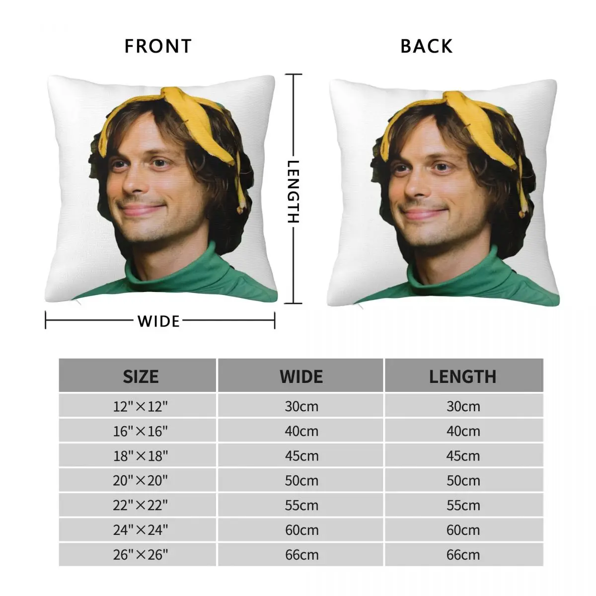 Matthew Gray Gubler Banana Square Pillowcase Polyester Linen Velvet Creative Decor Throw Pillow Case Home Cushion Cover 45x45