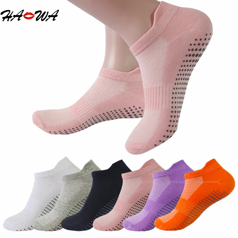 

HA WA Professional Women Yoga Socks Silicone Anti-slip Ballet Pilates Socks Cotton Breathable Short Socks