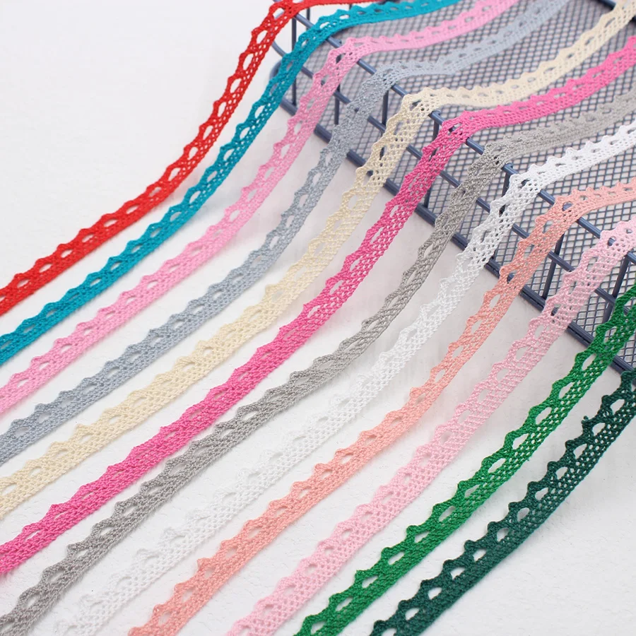 5 10Yards Multi Colored Cotton Lace Trims Ribbon DIY Clothes Hometexile Edge Embellishement Handmade Cotton Fabric Material