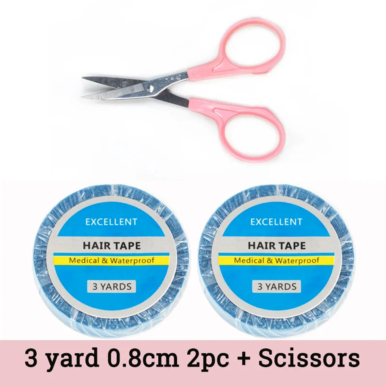 

2 rolls Blue Tape Strong Adhesive Double Side Tape Replacement System For Tape in Human Hair Extension Lace Wigs Toupee 0.8cm