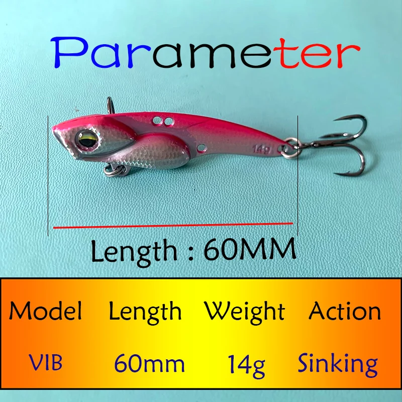 Testar VIB Fishing Lure 60MM 14g Blade Metal Sinking Spinner Vibration Bait Artificial Wobbler Swimbait Bass Pike Perch Pesca