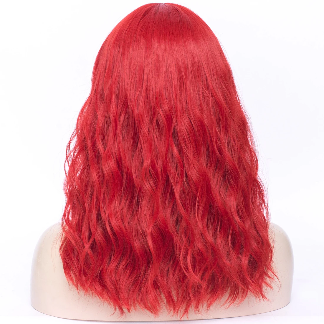 Short Red Curl Synthetic Wig With Bang Heat Resistant for Women Daily Wear Halloween Party