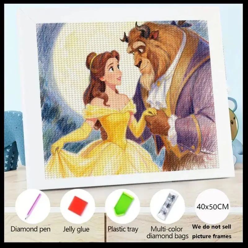 

1 шт. 5D DIY комплект алмазной живописи, полная дрель, круглый кристалл, горный хрусталь, искусство красоты и чудовища, красавицы и танцы чудовиков под Moo