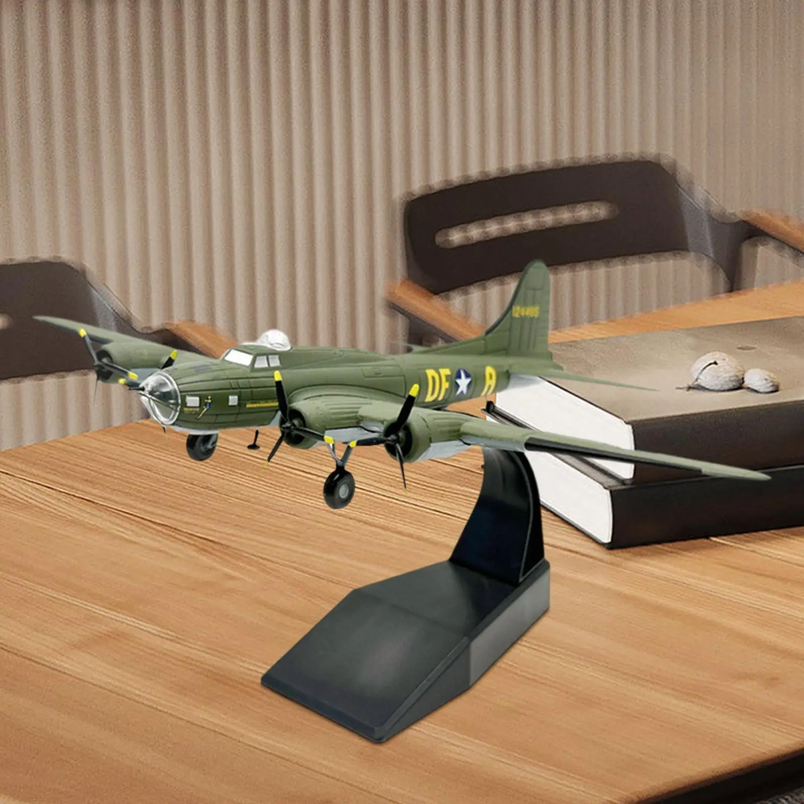 سبيكة 1/144 B17 دييكاست نموذج مع قاعدة منضدية ديكور زخرفة الطيران ذكرى نموذج طائرة الرجعية لرف الكتب المكتبية #4