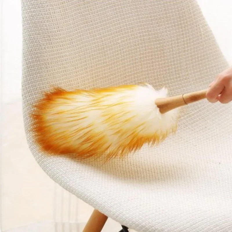 Anti-static yellow and grey wool duster brush,A good helper for home cleaning