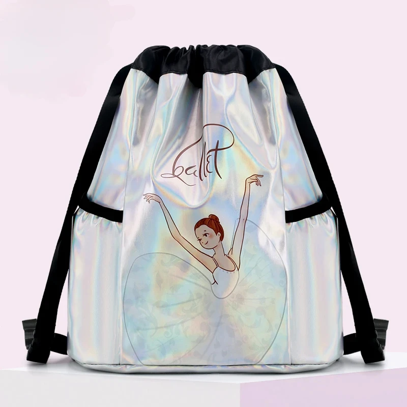 Girls Laser Shiny Ballet Dance Bags Kids Training Shoulder Gym Backpack Child Pocket Handbag For Dancing Ballerina Package