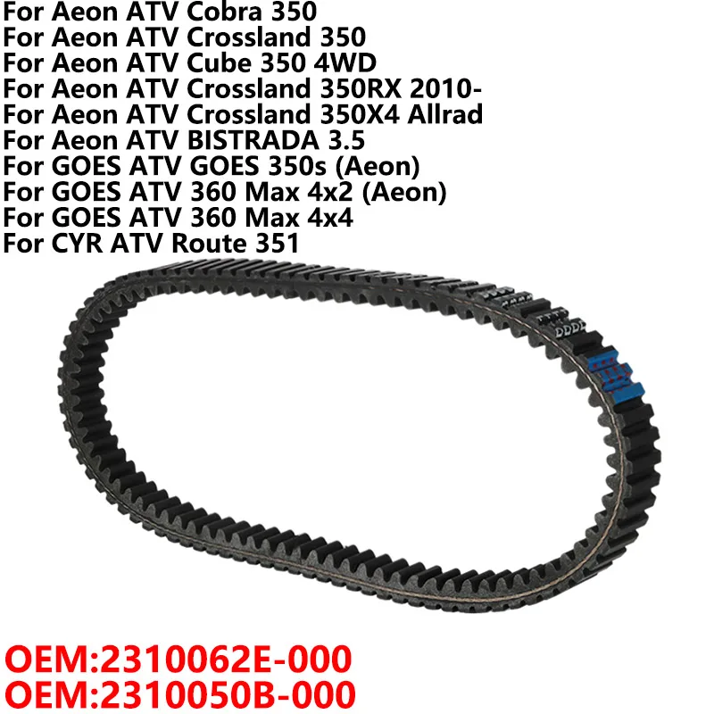 

Drive Belt Transfer Belt For GOES ATV GOES 350s 360 Max 4x2 4x4 for CYR ATV Route 351 2310062E-000 2310050B-000