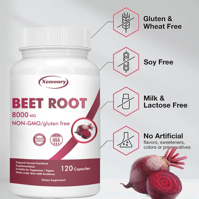 

Beetroot Capsules - Production Blood Circulation Blood Pressure Health, Support Heart & Cardiovascular, Digestive Health