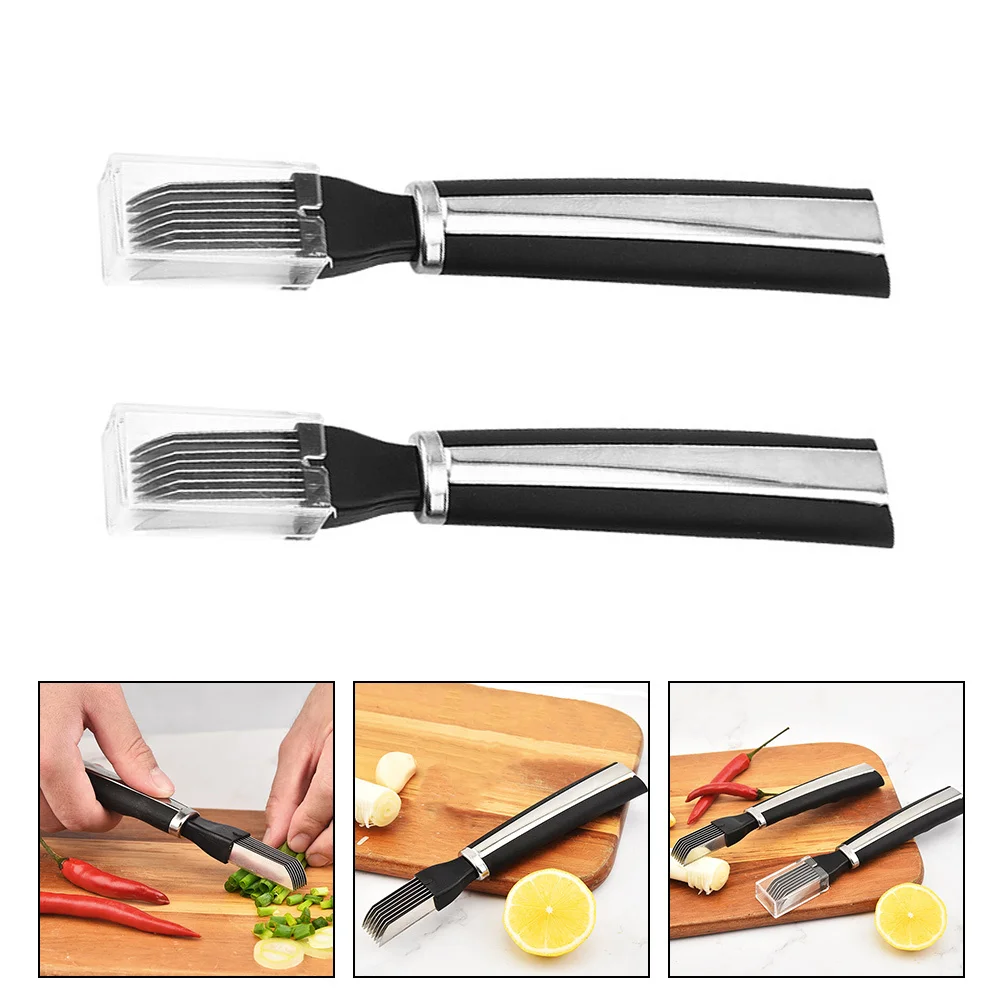 

2pcs Stainless Steel Scallion Cutter Kitchen Gadget Vegetable Slicer Onion Chopper Shallot Shredder Vegetable Cutter Tool For