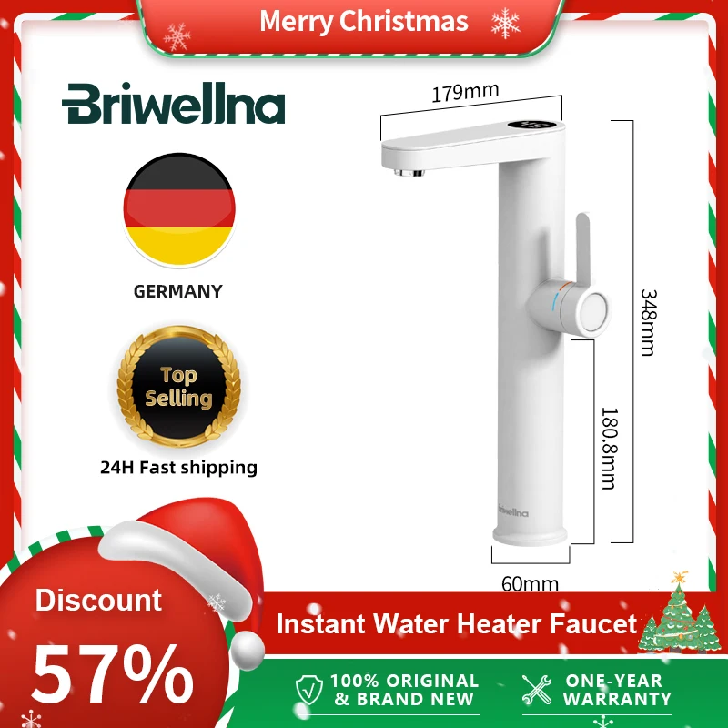 Briwellna Instant Hot Water Faucet 220V Tankless Water Heater For Vessel Sinks Heating Tap For Bathroom Electric Faucet